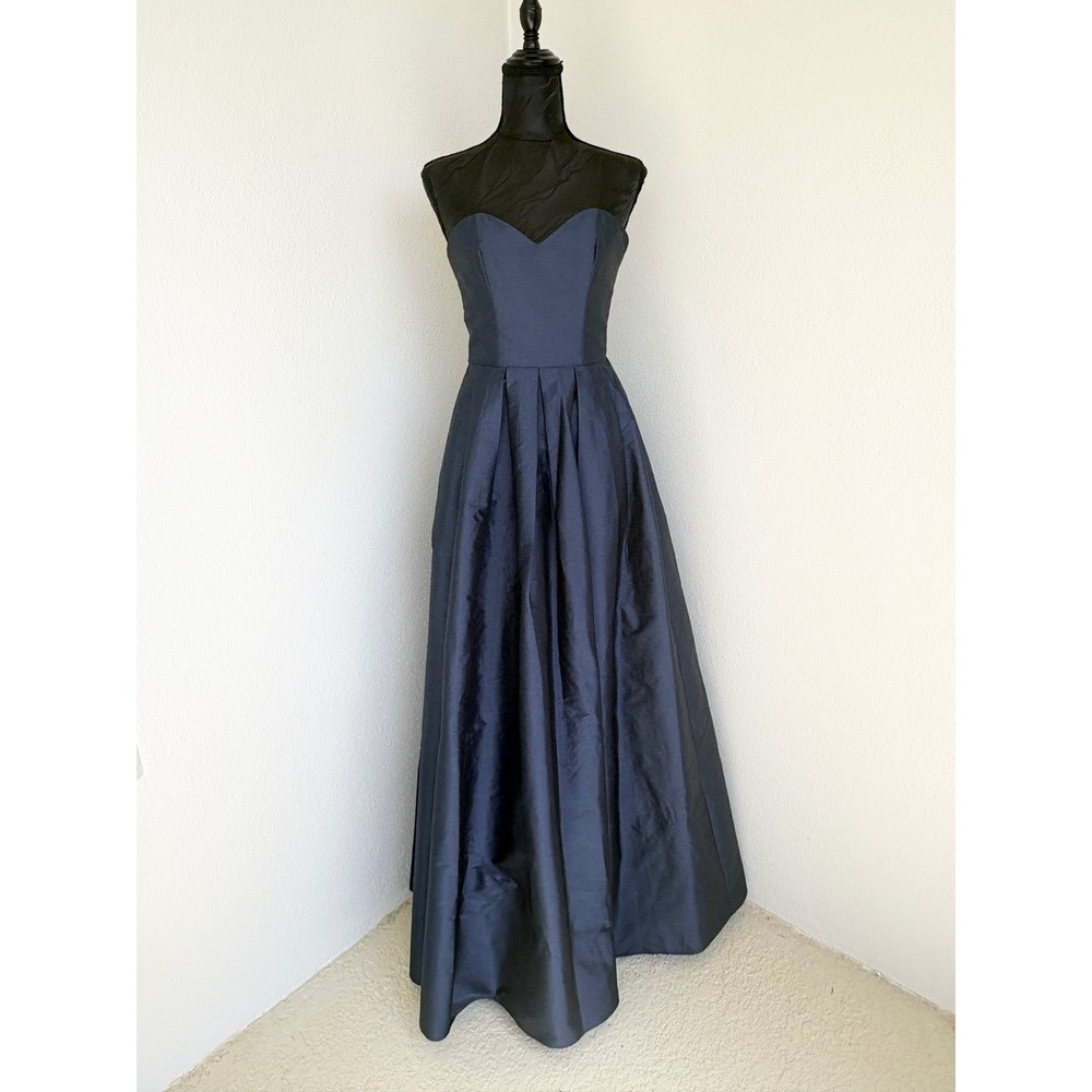 Vintage Jim Hjelm Occasions Formal‎ Gown Women 4 Navy-Blue Strapless
